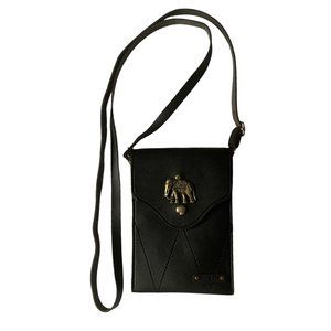 Cute Brass Elephant Black Mini Crossbody Bag